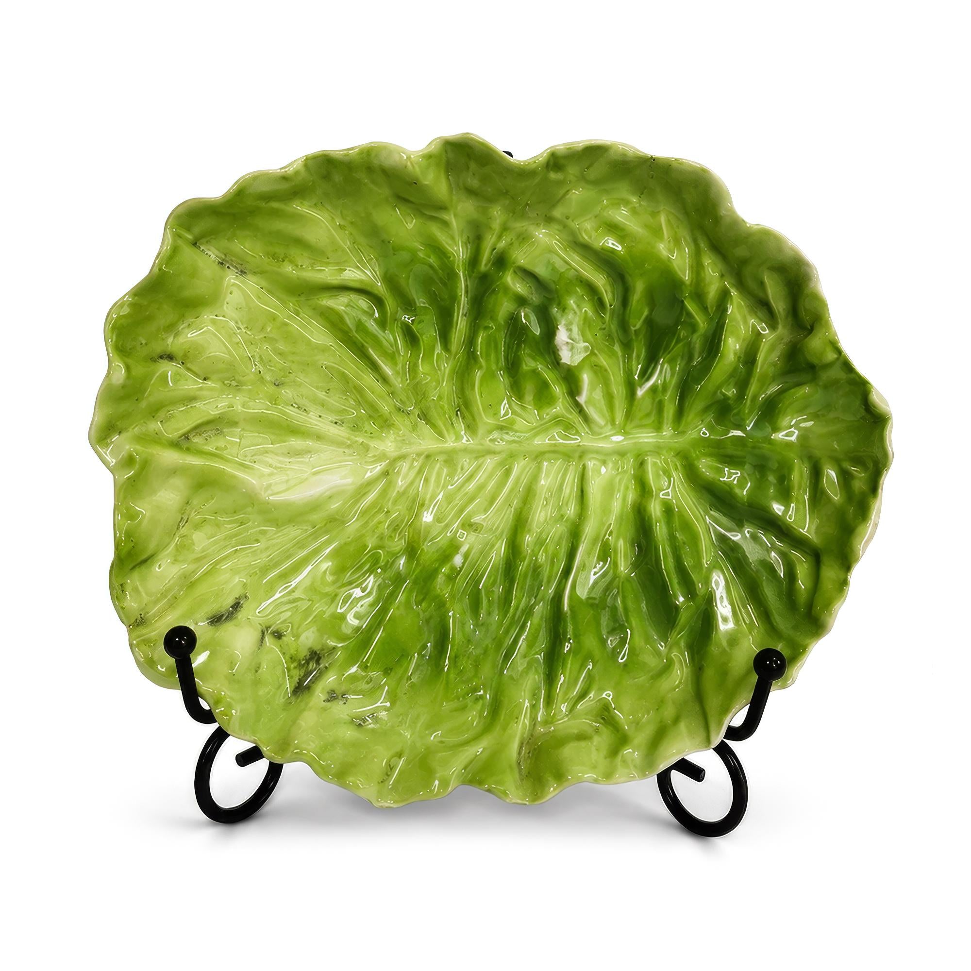 Royal Bayreuth Bavaria Green Cabbage Leaf Porcelain Plate, Early 20th Century — image 2