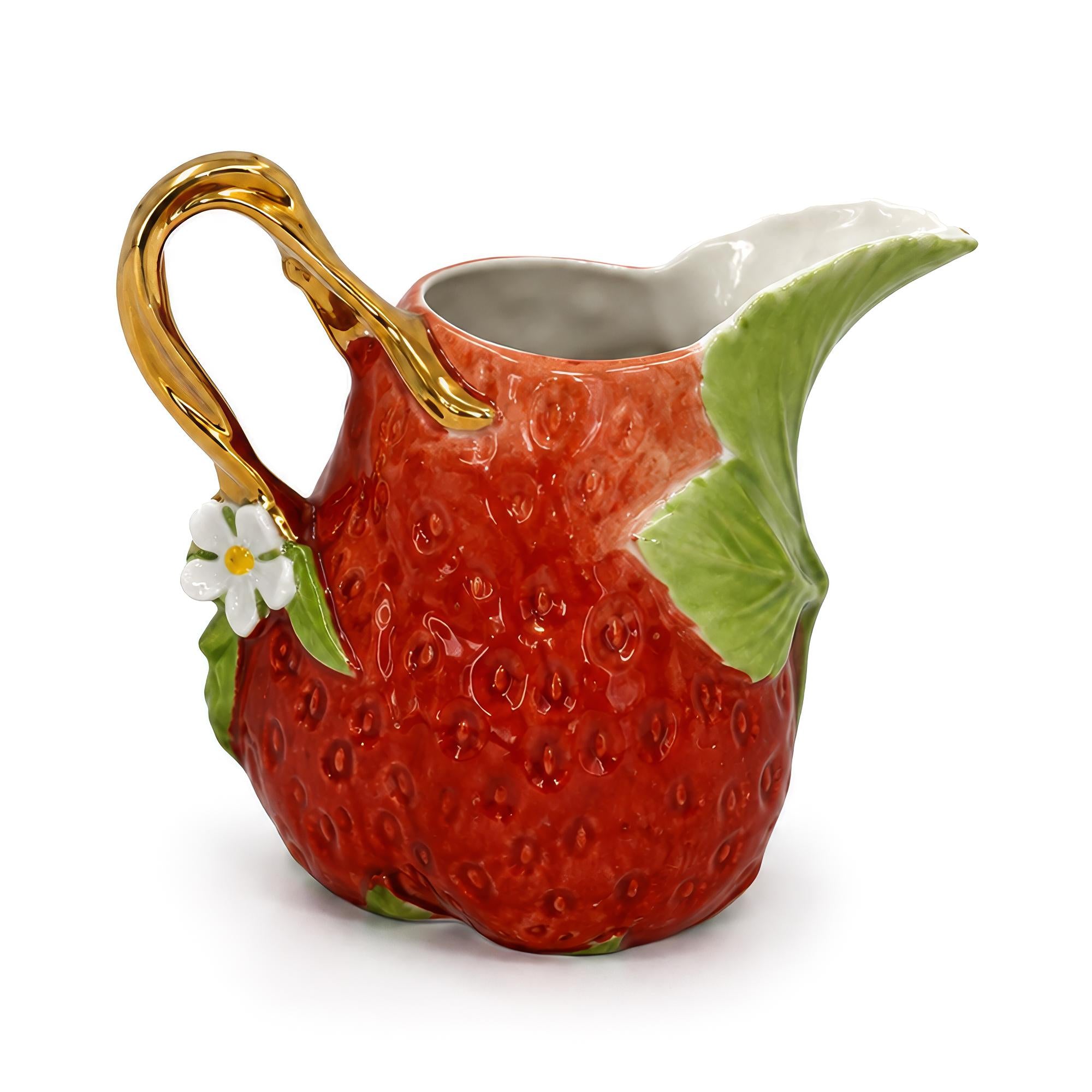 Antique Royal Bayreuth Bavaria Strawberry Porcelain Creamer with Gilt — image 4