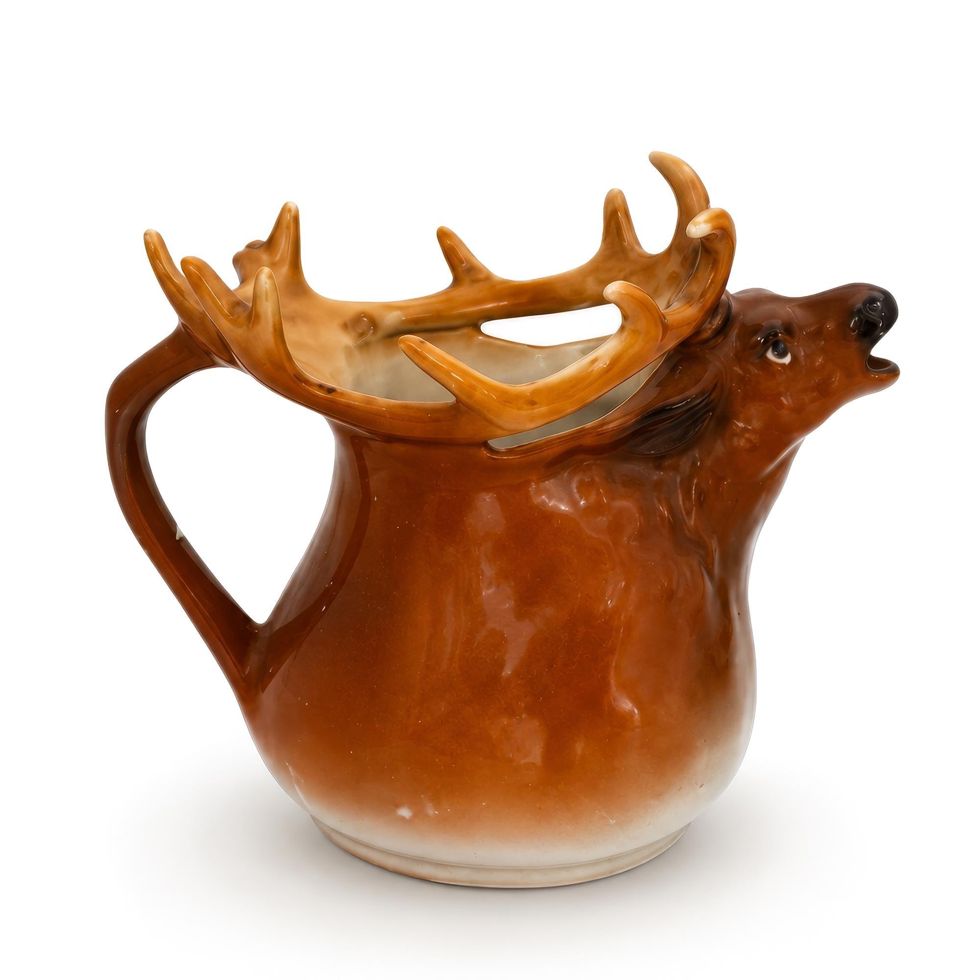 Royal Bayreuth Bavaria Elk / Stag Porcelain Creamer, Early 20th Century — image 4