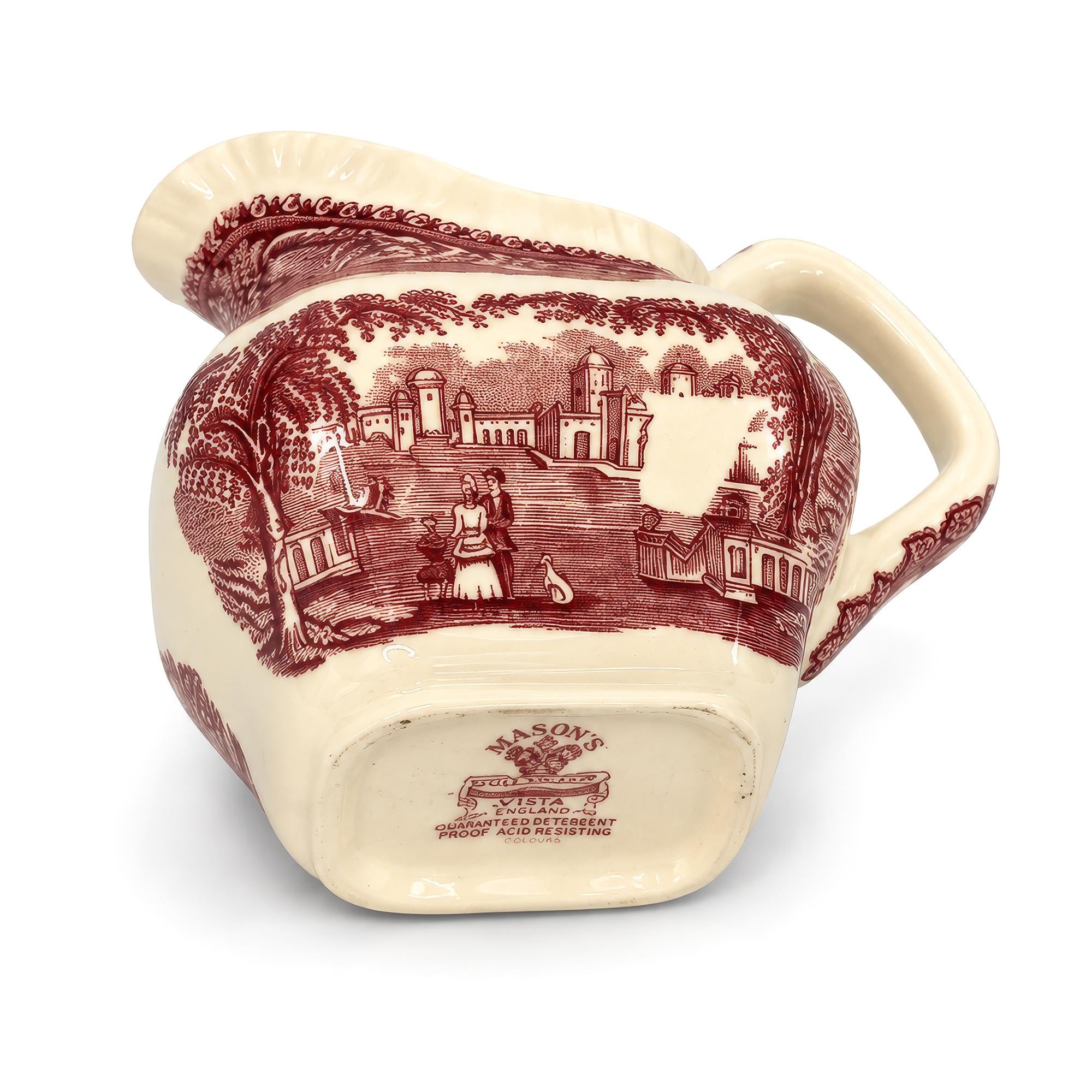 Mason’s Vista Red Transferware Ironstone Creamer, England, 1950 — image 6