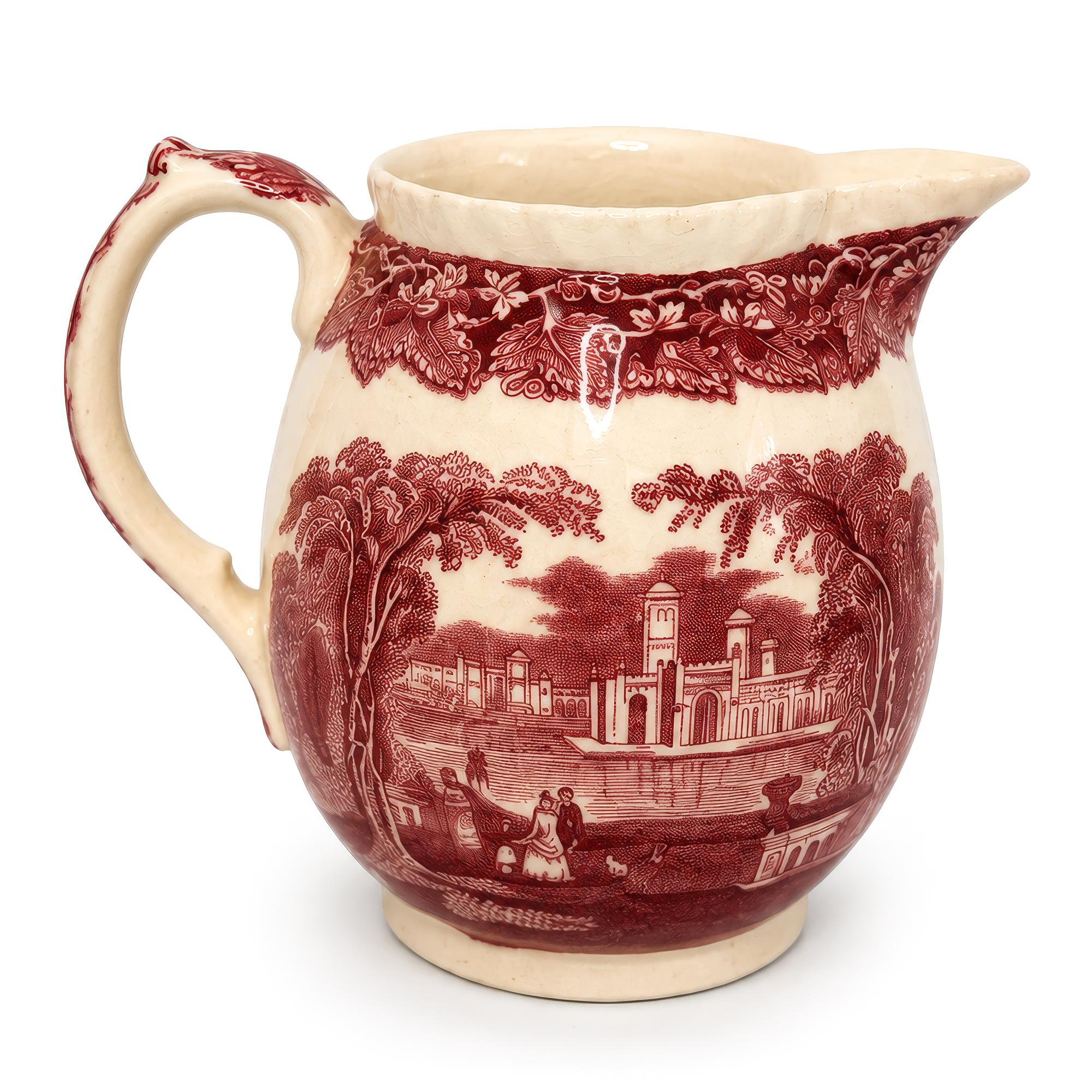 Mason’s Vista Red Transferware Ironstone Milk Jug / Creamer, England, circa 1940 — image 4