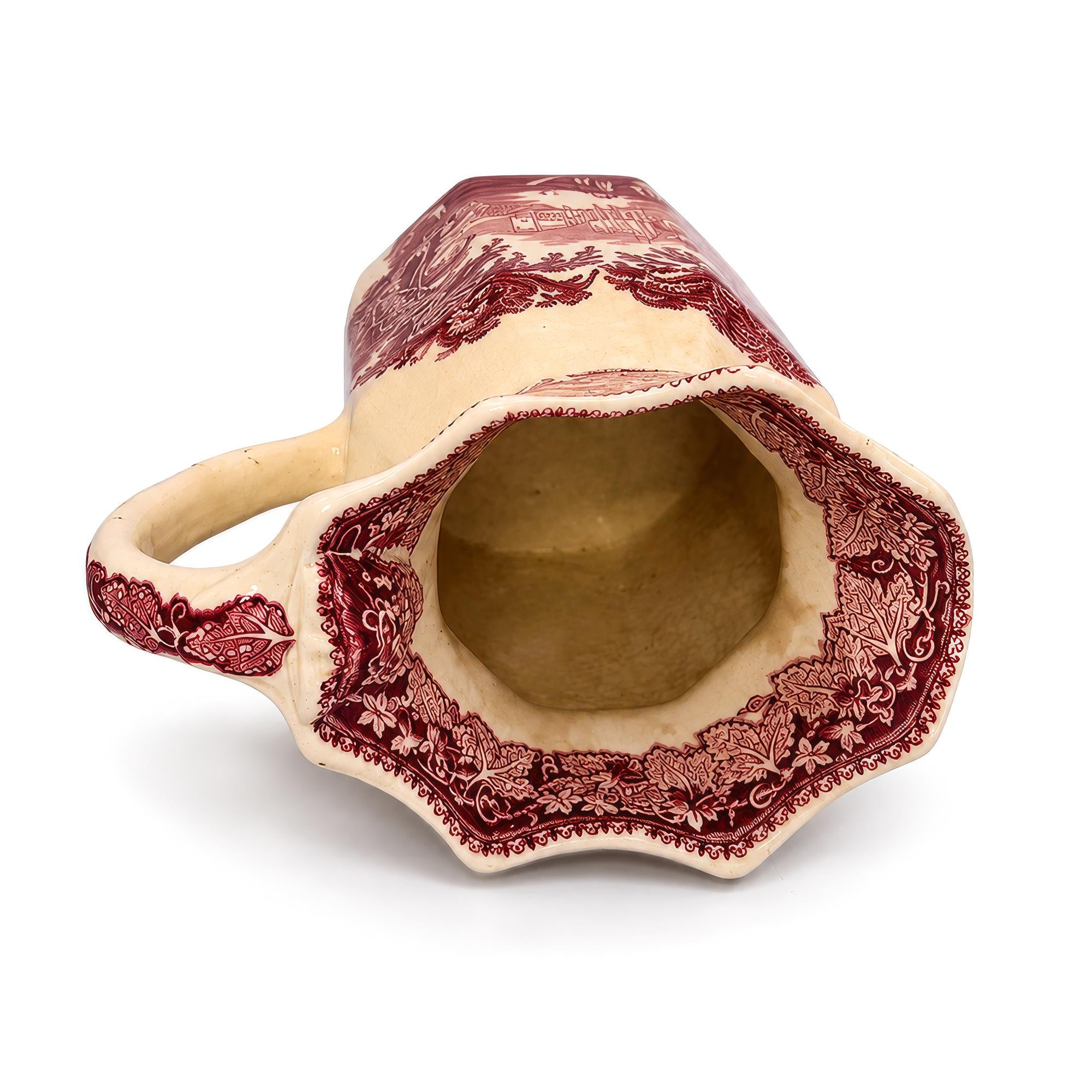 Mason’s Vista Ironstone Pitcher, Red Transferware, England, 1940s — image 6