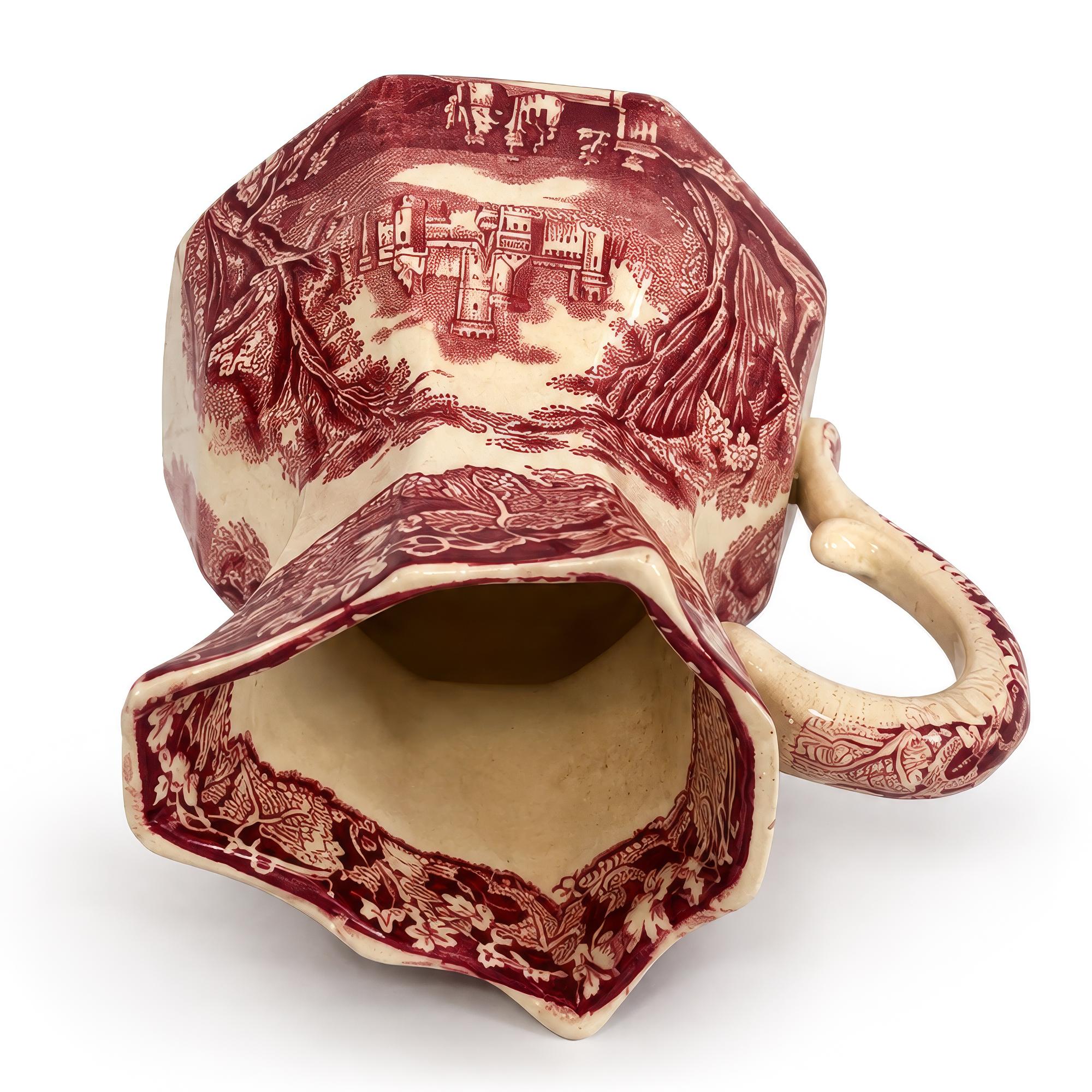 Mason’s Stratford Ironstone Pitcher, Red Transferware, England, 1950s — image 5