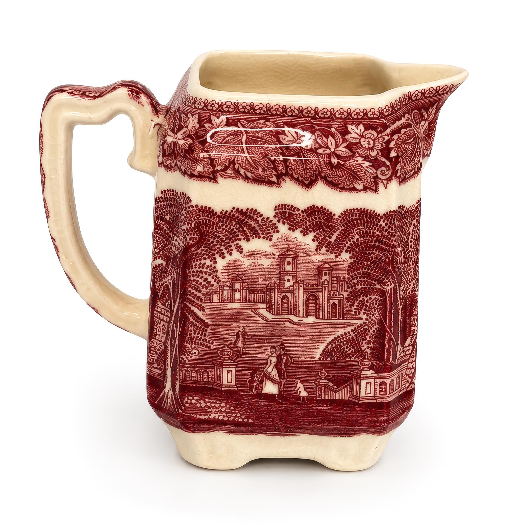 Mason’s Stratford Ironstone Milk Jug, Red Transferware, England, 1950 — image 4