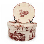 Moulin des Loups Dessert Plates Set, Red Transferware, 1950 — image 6