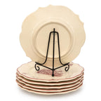 Moulin des Loups Dessert Plates Set, Red Transferware, 1950 — image 3