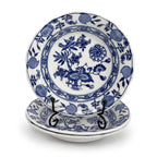 Cauldon England Meissen Blue Onion Porcelain Berry Bowls, Set of Three, circa 18 — image 2