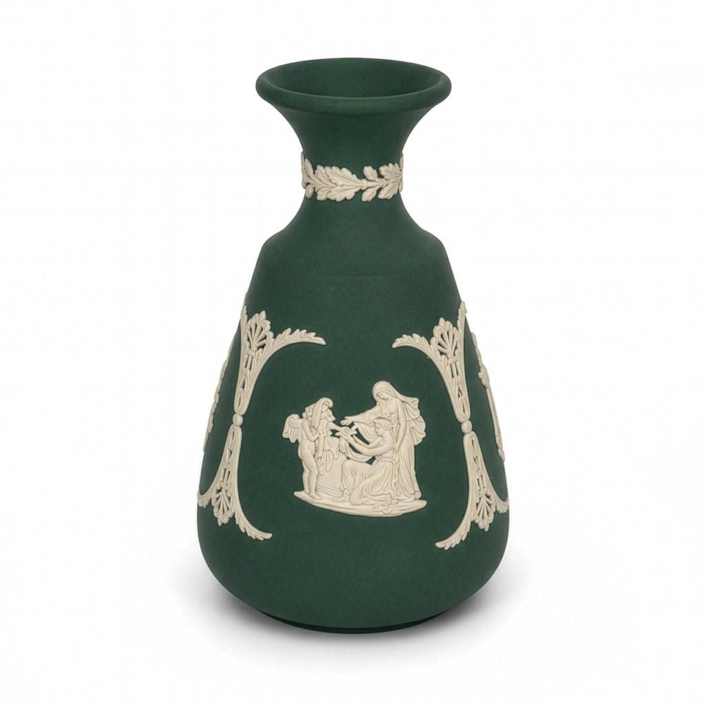 Pair of Wedgwood Green Jasperware Bud Vases, Neoclassical, 1960s — image 7