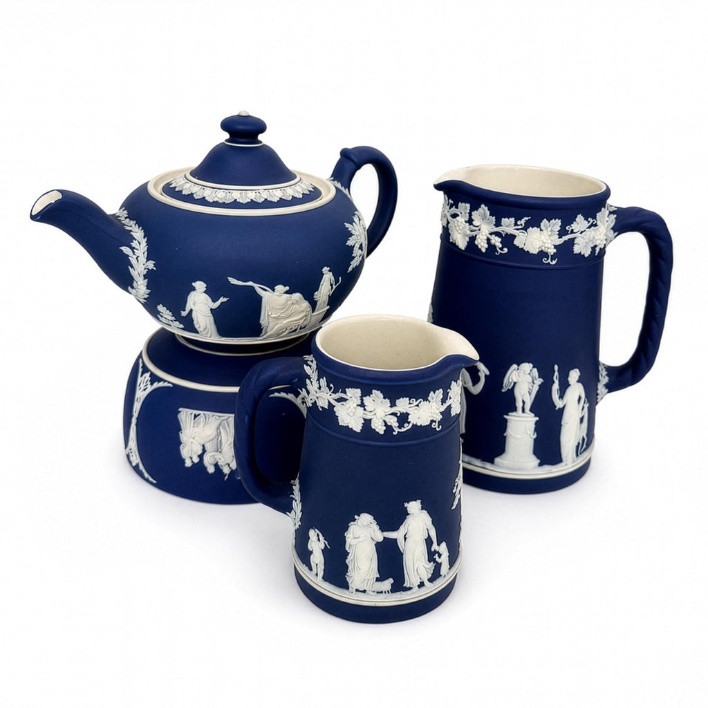 Wedgwood Cobalt Blue Jasperware Tea Set, 4-Piece, England, 1960s — image 2
