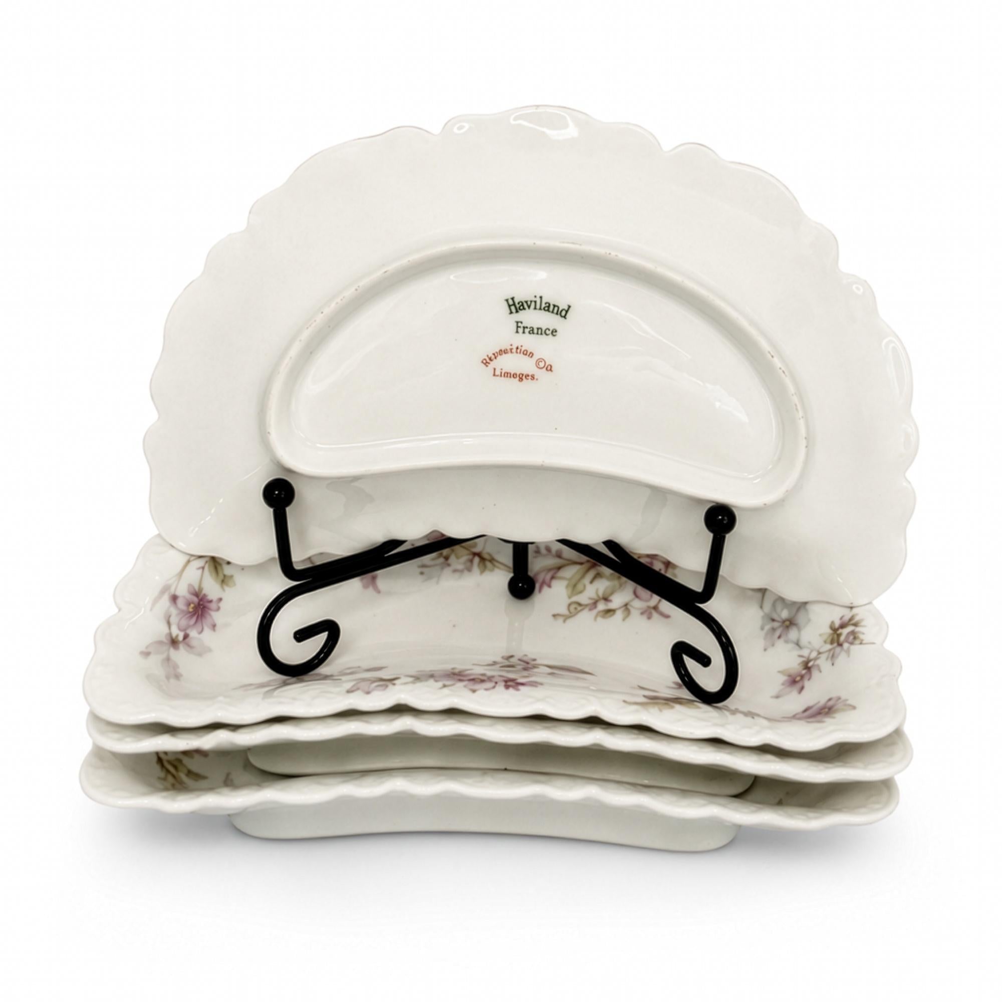 Haviland Limoges Rose Floral Scalloped Porcelain Dishes Set of Four — image 3