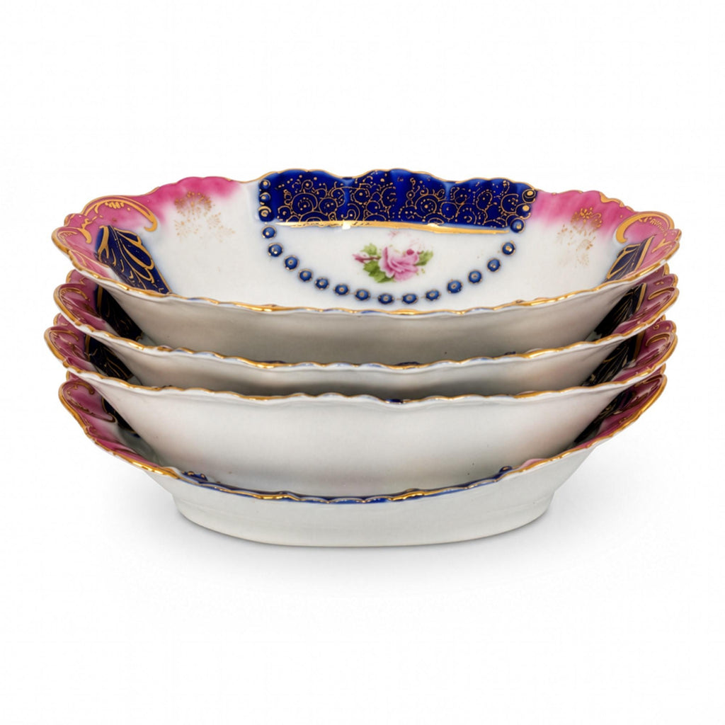 Set of Four IPF Germany Porcelain Oval Dishes, Cobalt Blue & Gold — image 2