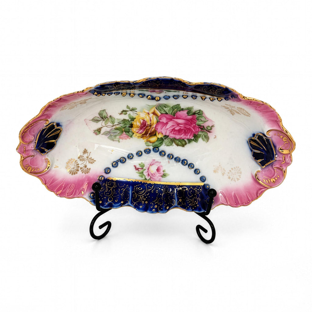 Set of Four IPF Germany Porcelain Oval Dishes, Cobalt Blue & Gold — image 3