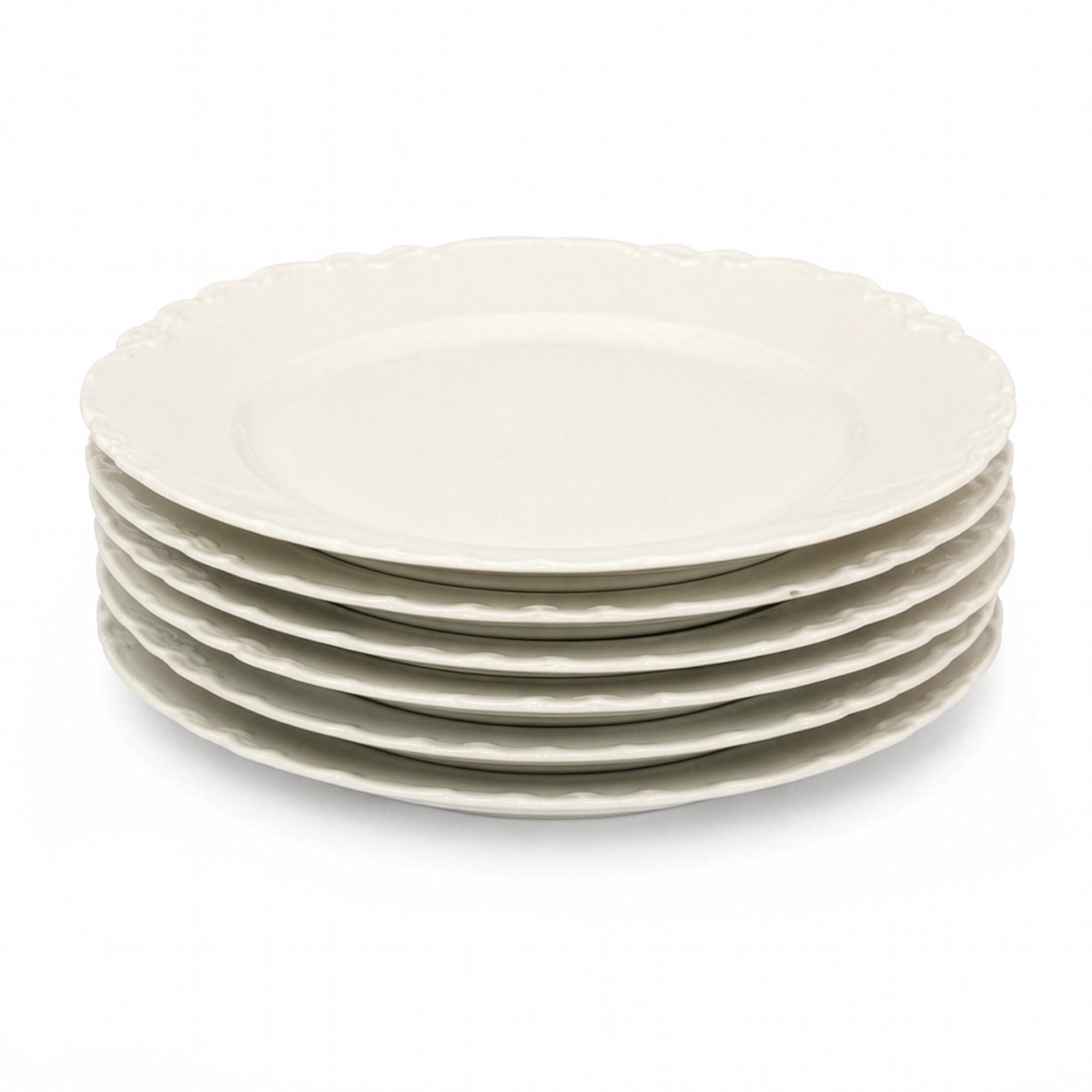 Haviland Limoges Ranson Set of 6 Antique White Porcelain Dinner Plates — image 2