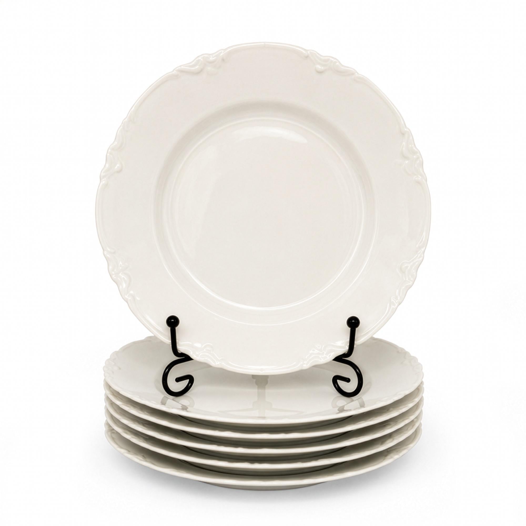 Haviland Limoges Ranson Set of 6 Antique White Porcelain Dinner Plates — image 3