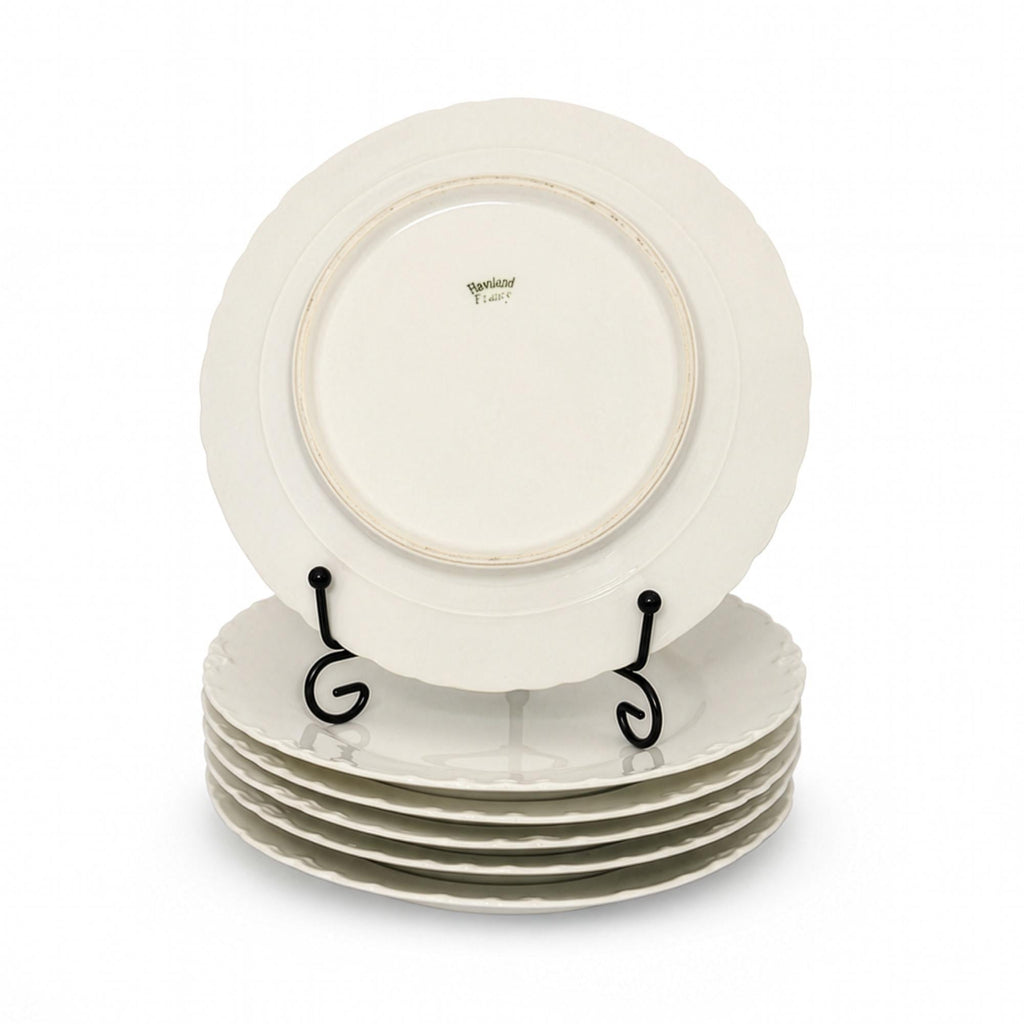 Haviland Limoges Ranson Set of 6 Antique White Porcelain Dinner Plates — image 4