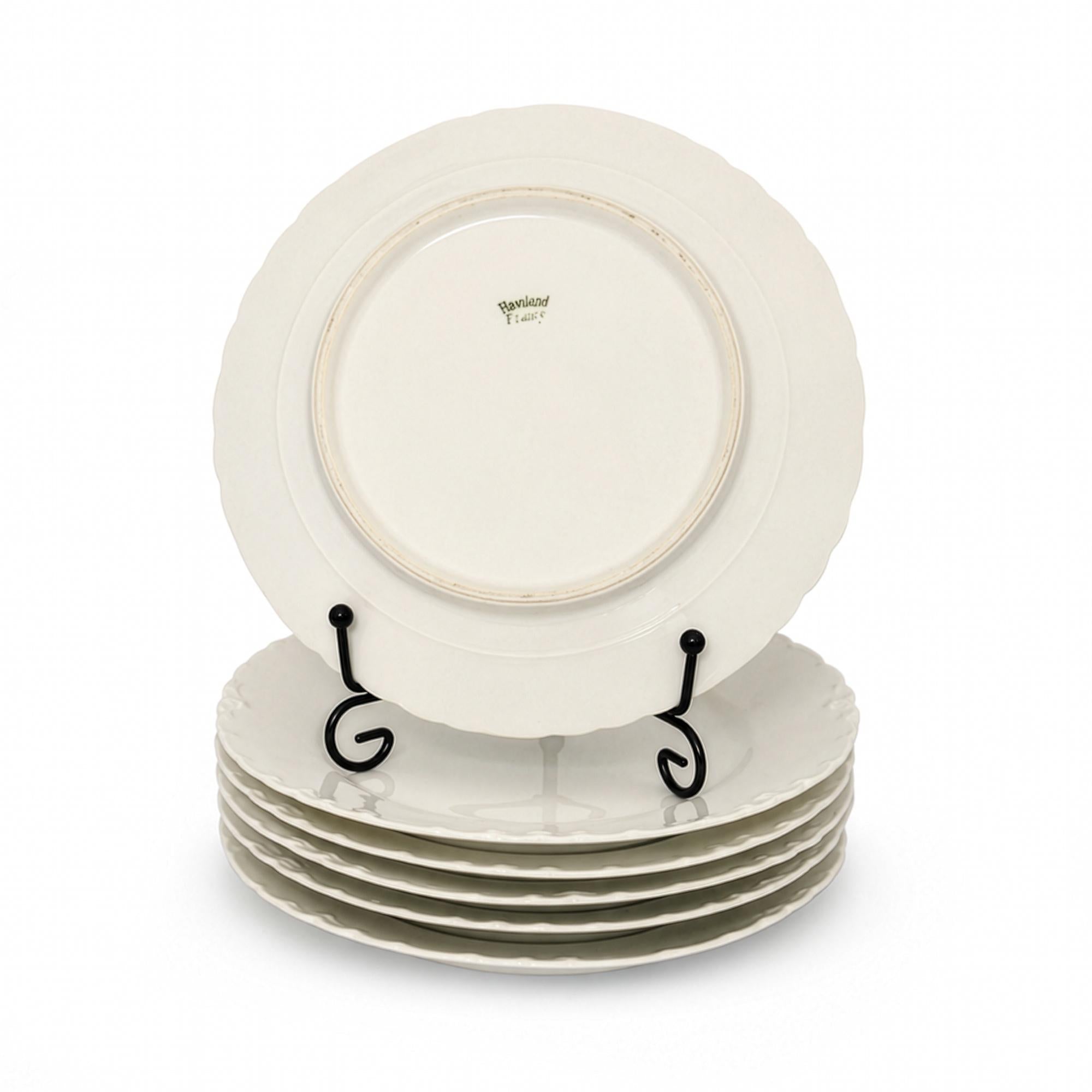 Haviland Limoges Ranson Set of 6 Antique White Porcelain Dinner Plates — image 4