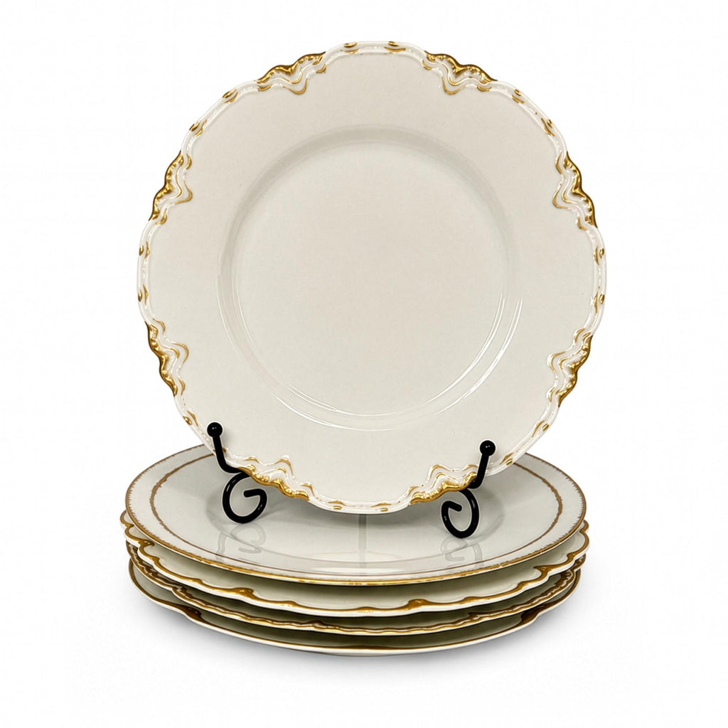 Haviland Limoges White Porcelain Luncheon Plates Set with Gold Trim — image 2