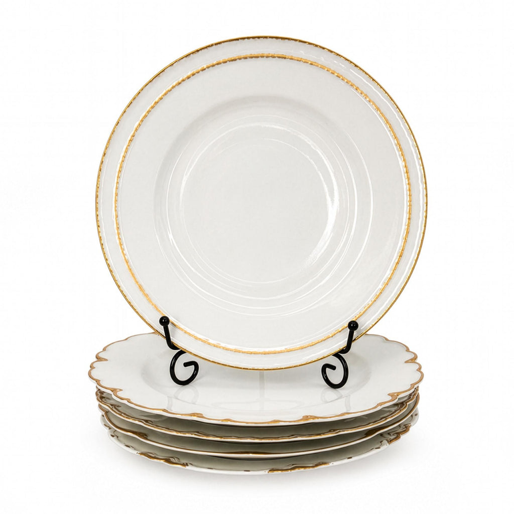 Haviland Limoges White Porcelain Luncheon Plates Set with Gold Trim — image 3