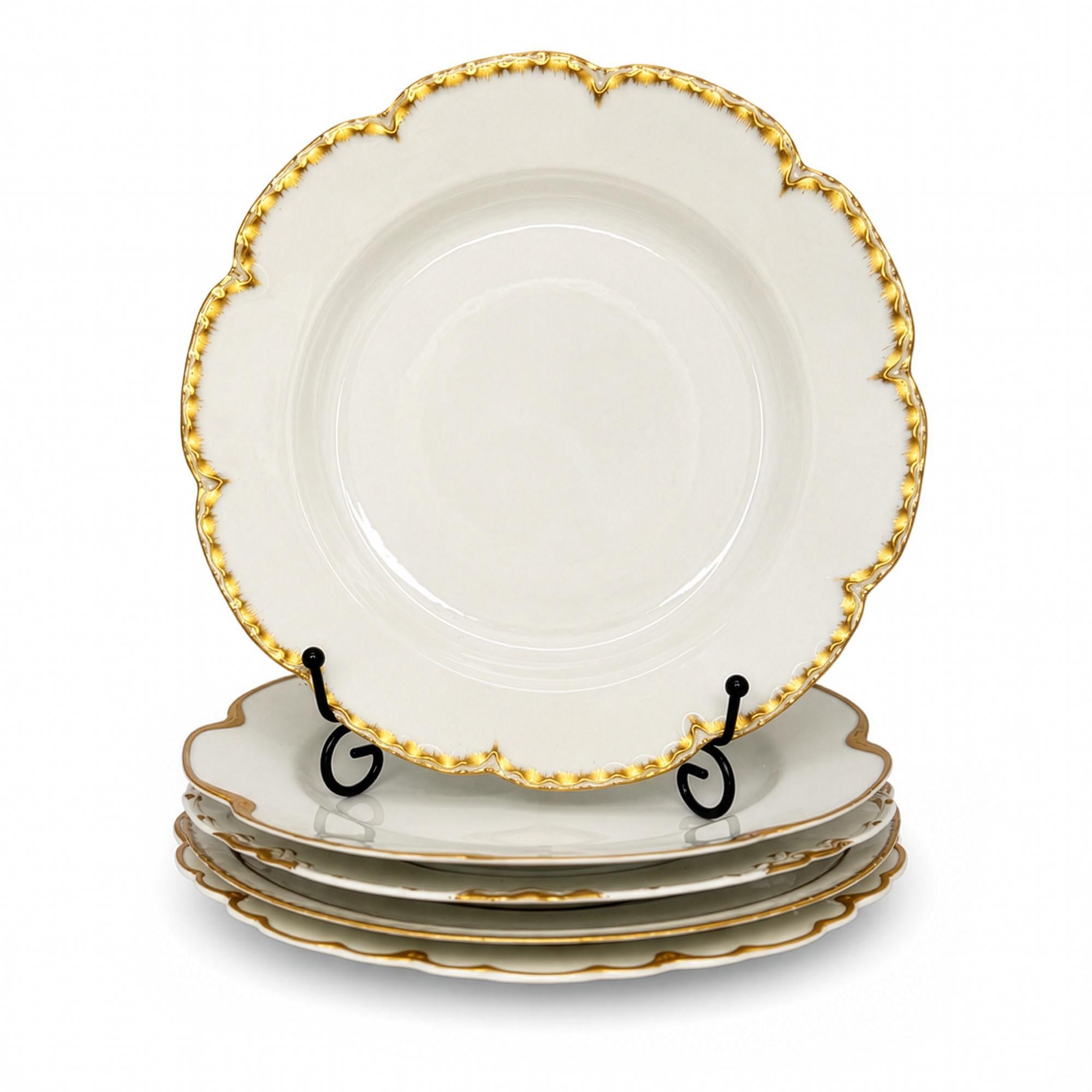 Haviland Limoges White Porcelain Luncheon Plates Set with Gold Trim — image 5