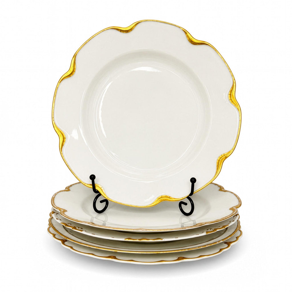 Haviland Limoges White Porcelain Luncheon Plates Set with Gold Trim — image 6