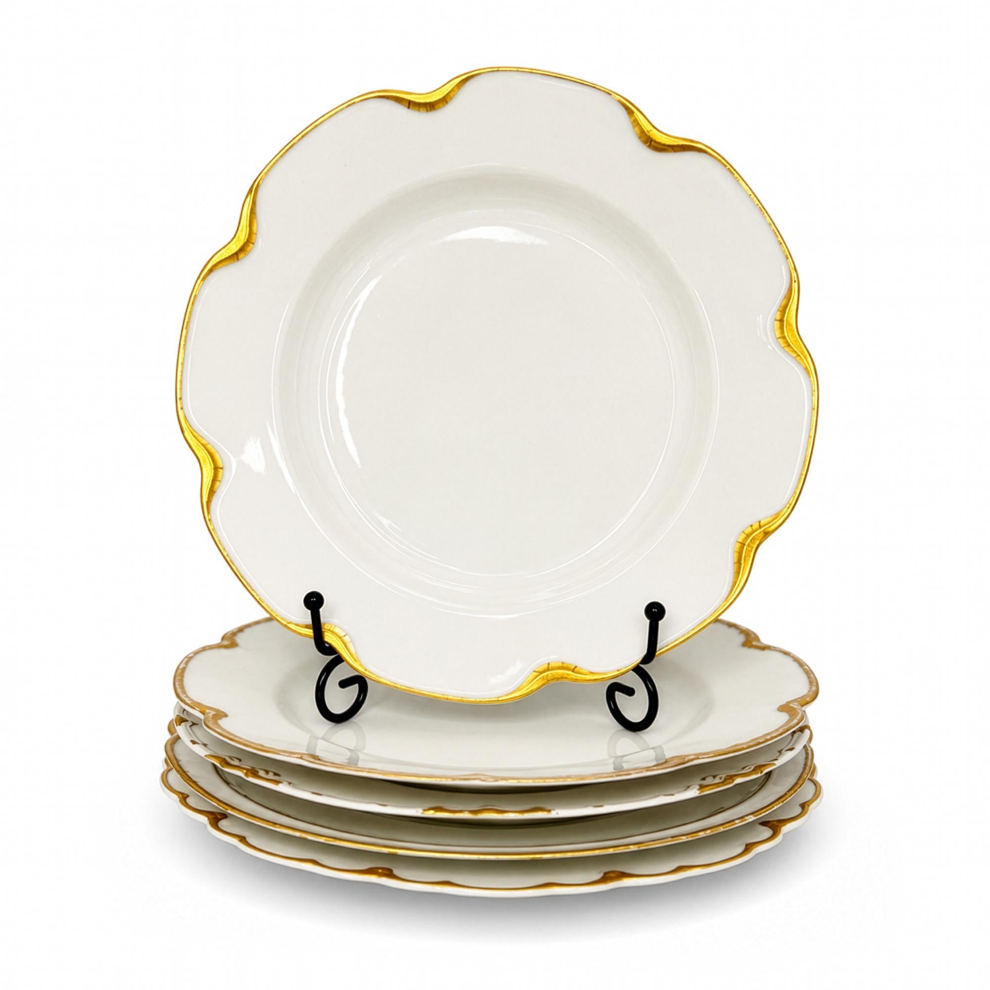 Haviland Limoges White Porcelain Luncheon Plates Set with Gold Trim — image 6