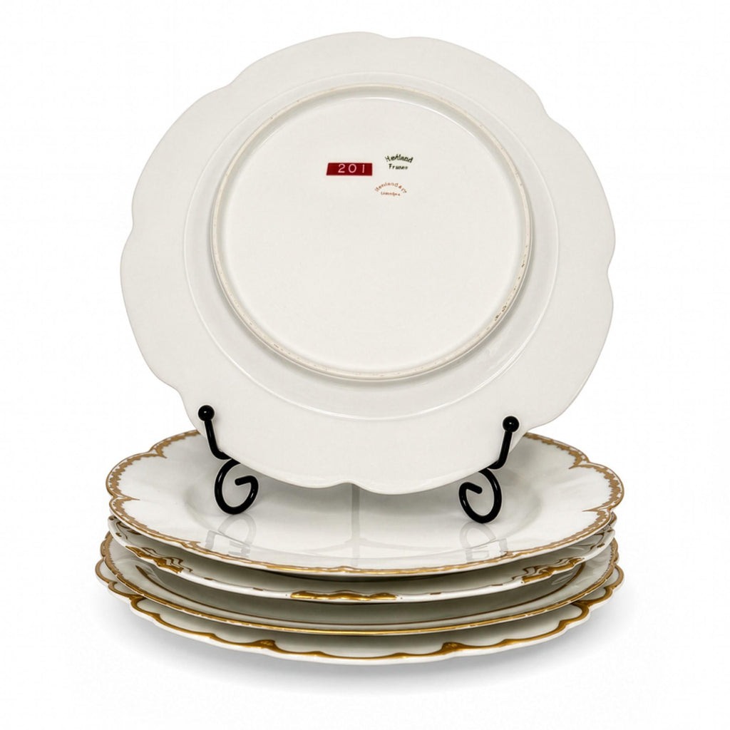 Haviland Limoges White Porcelain Luncheon Plates Set with Gold Trim — image 7