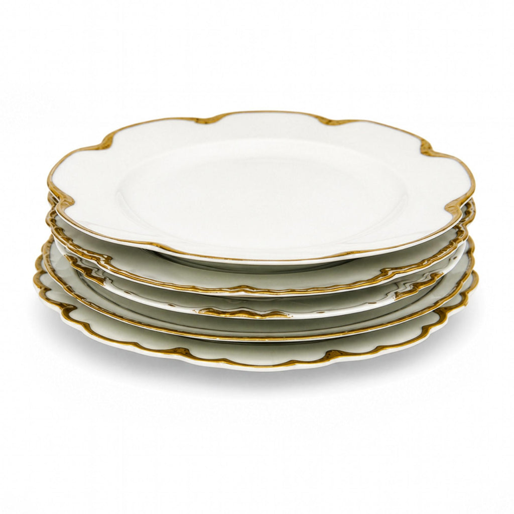 Haviland Limoges White Porcelain Luncheon Plates Set with Gold Trim — image 8