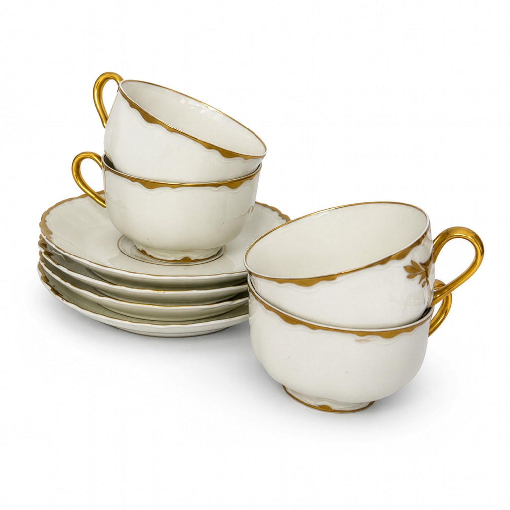 Haviland Limoges Ranson Porcelain Cup and Saucer Set, Gold Trim — image 2