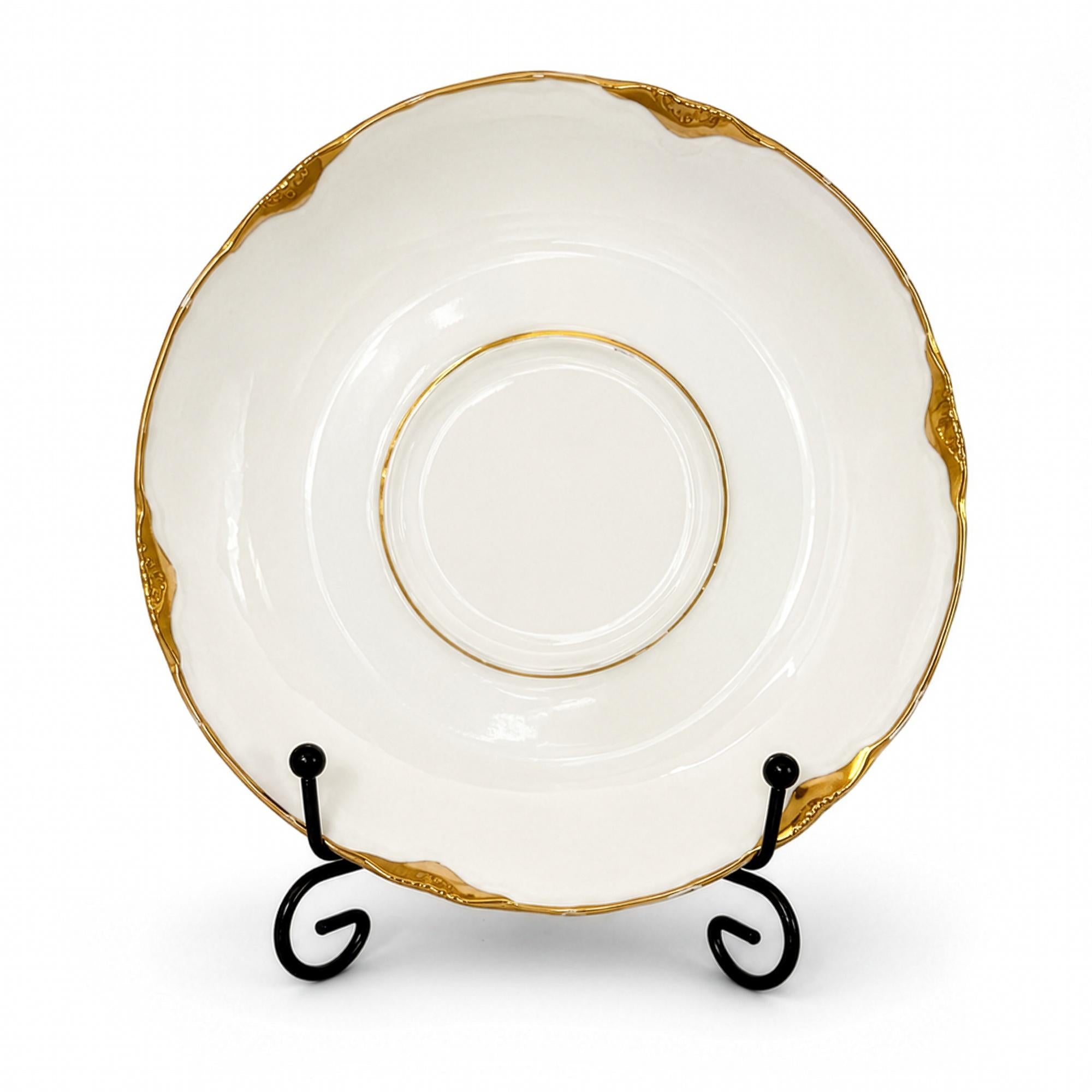 Haviland Limoges Ranson Porcelain Cup and Saucer Set, Gold Trim — image 4
