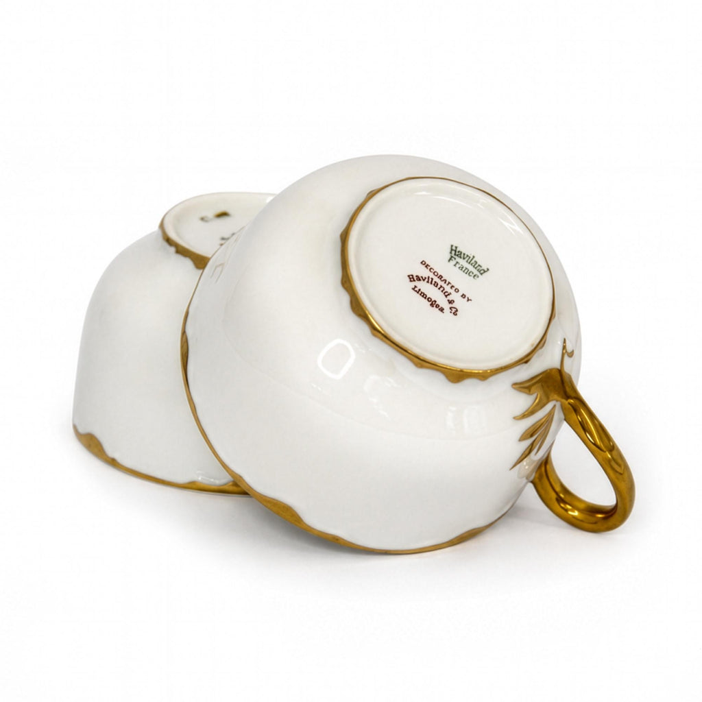 Haviland Limoges Ranson Porcelain Cup and Saucer Set, Gold Trim — image 8