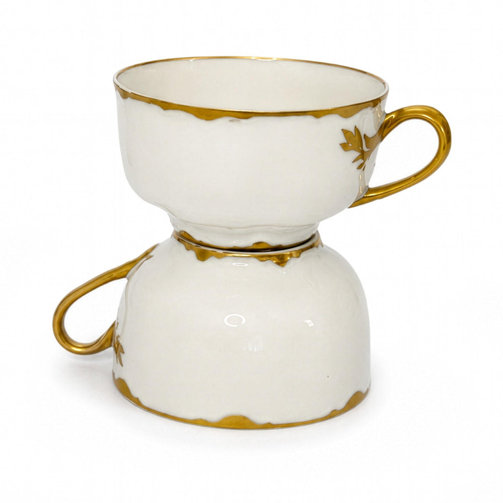Haviland Limoges Ranson Porcelain Cup and Saucer Set, Gold Trim — image 9