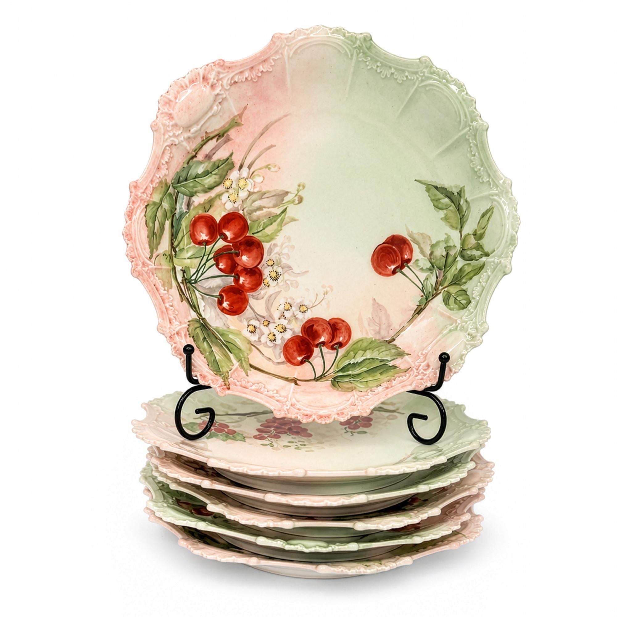 Antique Limoges Porcelain Dessert Service, Hand-Painted, 1900 — image 2