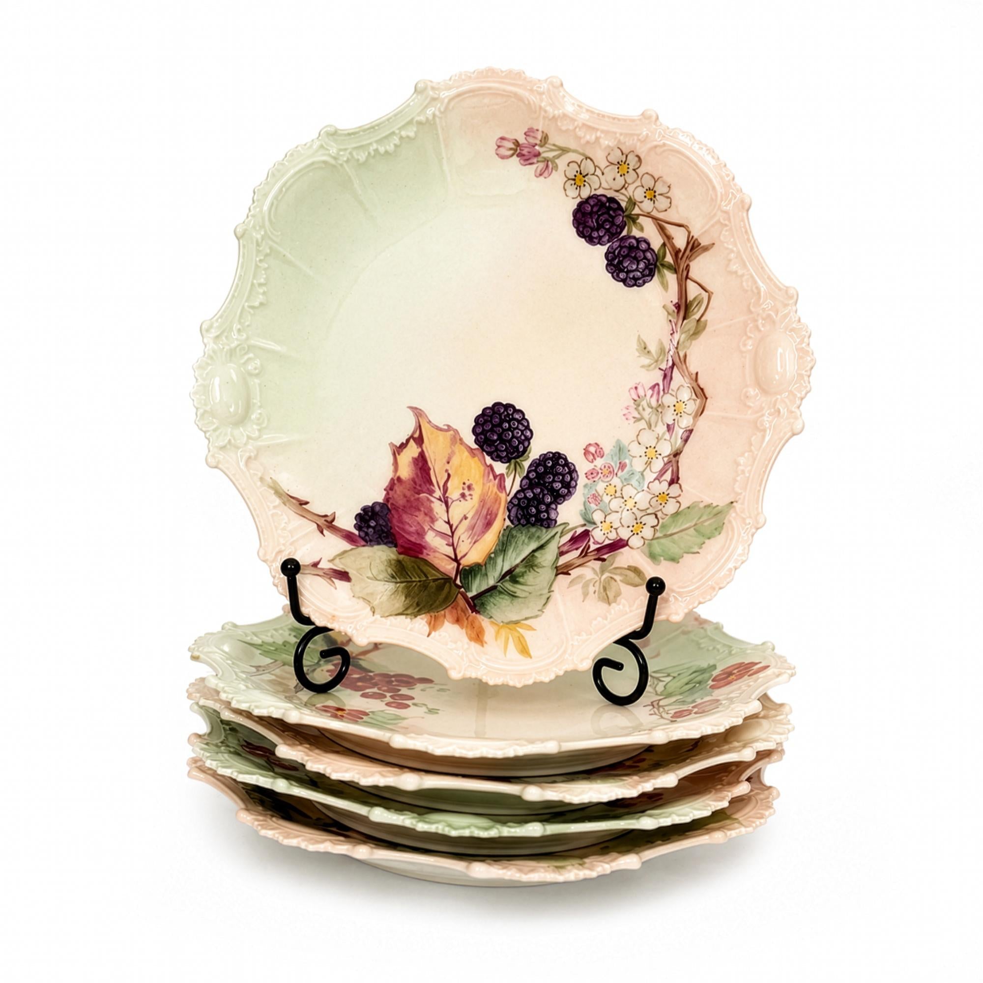 Antique Limoges Porcelain Dessert Service, Hand-Painted, 1900 — image 4