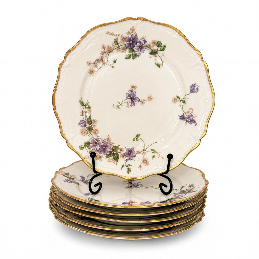 Haviland Limoges Purple Floral Bread and Butter Plates, France, 1930 — image 2