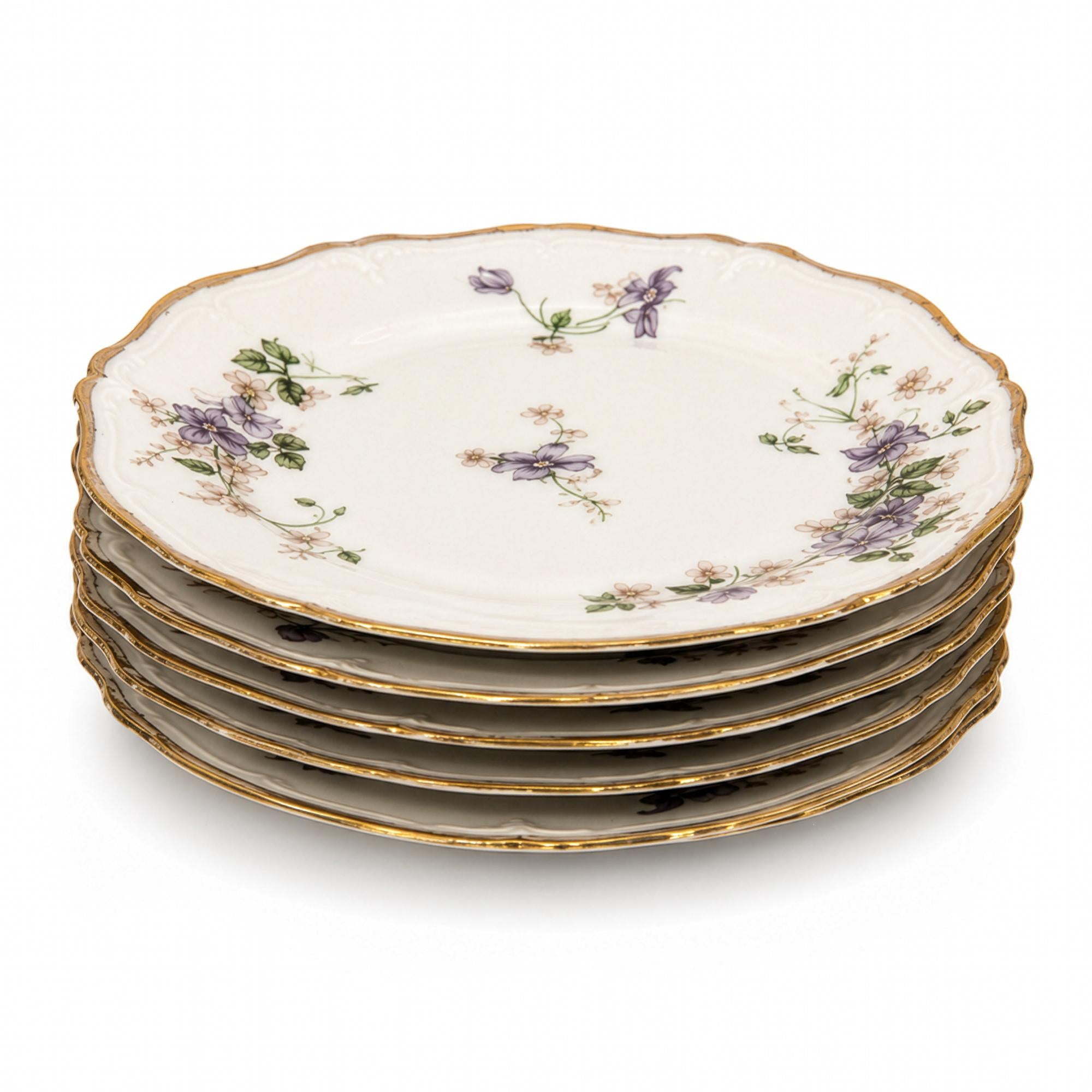 Haviland Limoges Purple Floral Bread and Butter Plates, France, 1930 — image 4