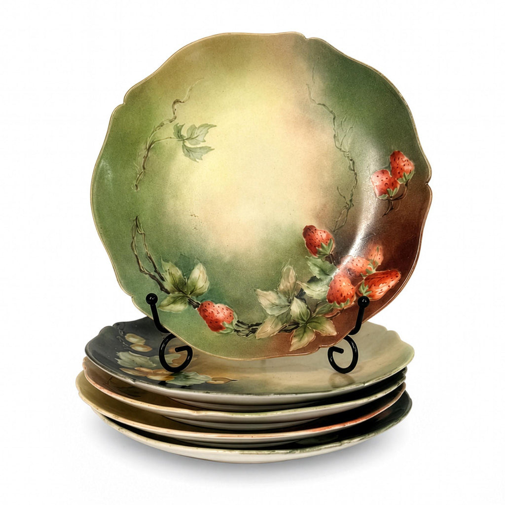 Set of 5 Hand-Painted Limoges Porcelain Plates with Scalloped Edges — image 2