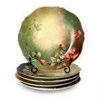 Set of 5 Hand-Painted Limoges Porcelain Plates with Scalloped Edges — image 2