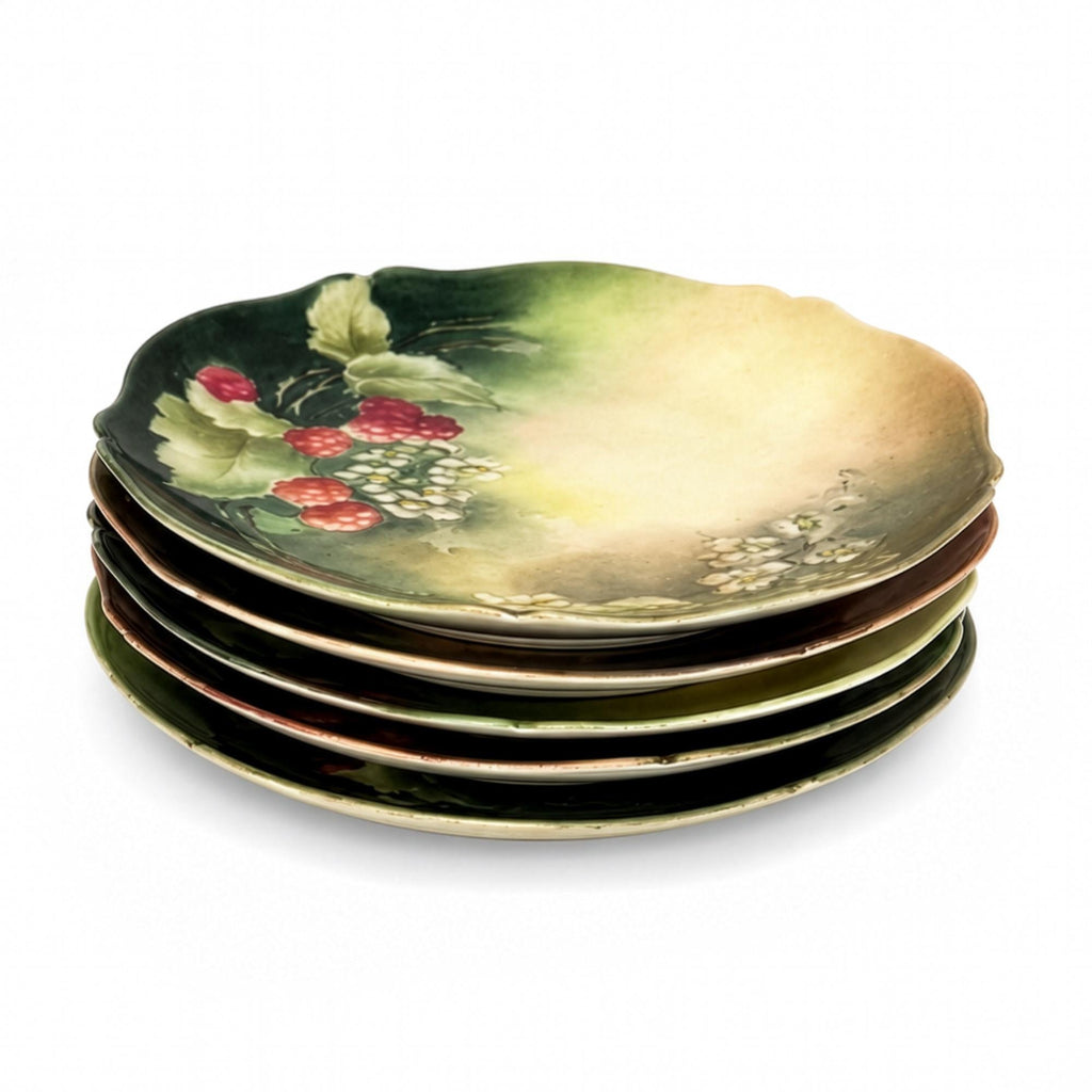 Set of 5 Hand-Painted Limoges Porcelain Plates with Scalloped Edges — image 7