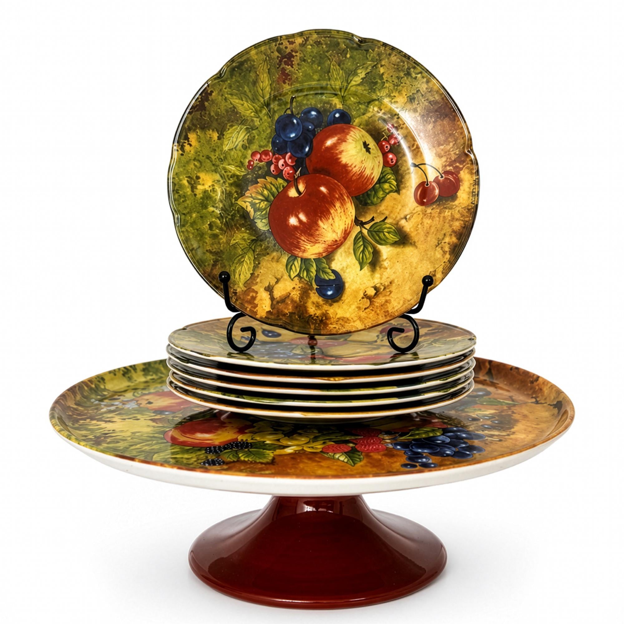 Rochard Limoges Fruit Dessert Service & Porcelain Cake Stand Set — image 5