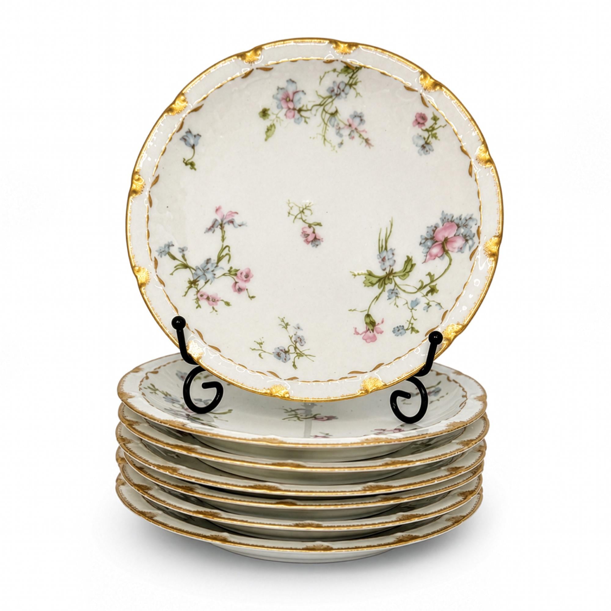 Haviland Limoges Floral Porcelain Plates Set of Eight, France, 1888 — image 2