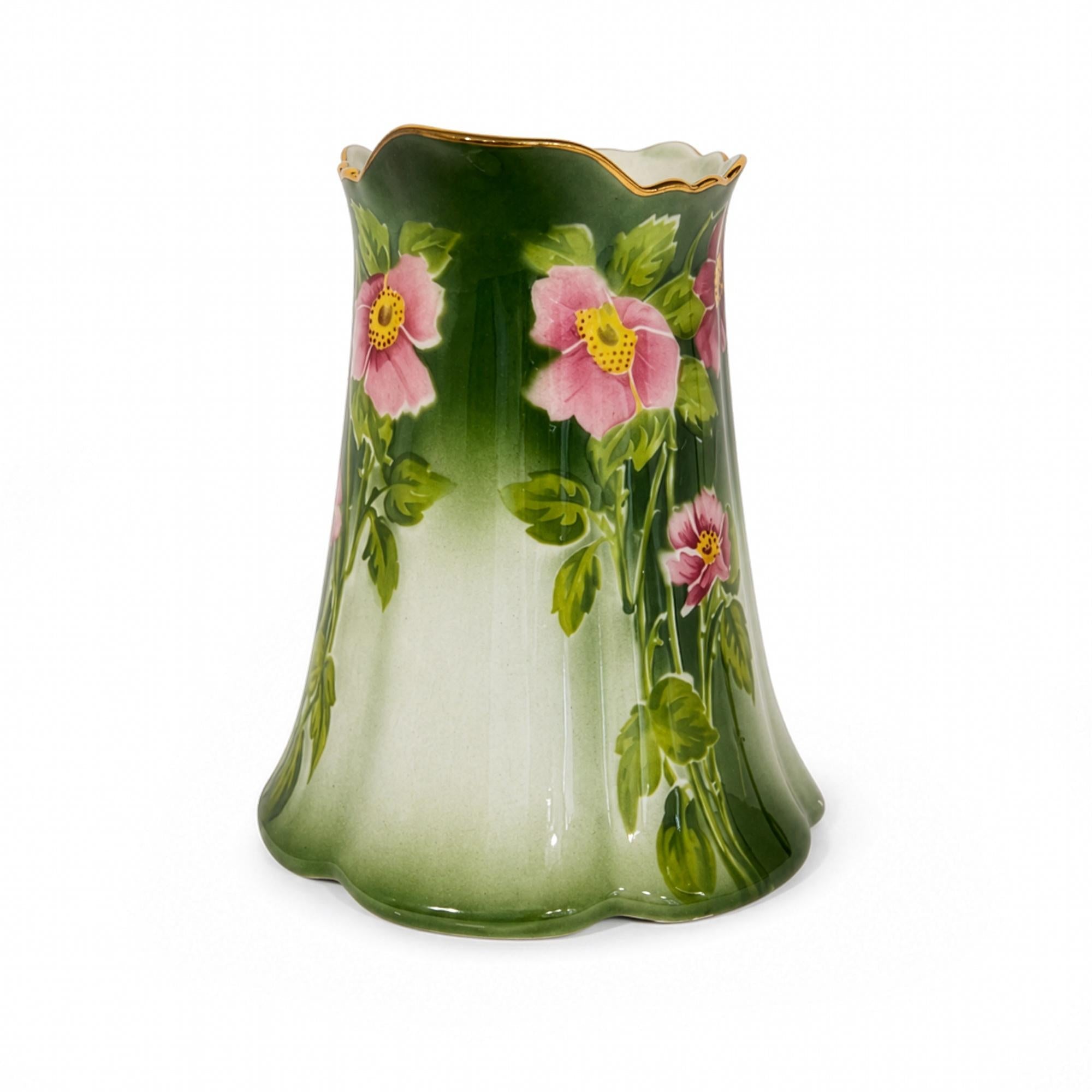 Antique French Pitcher by Keller and Guérin, Les Roses Pattern, 1910 — image 3