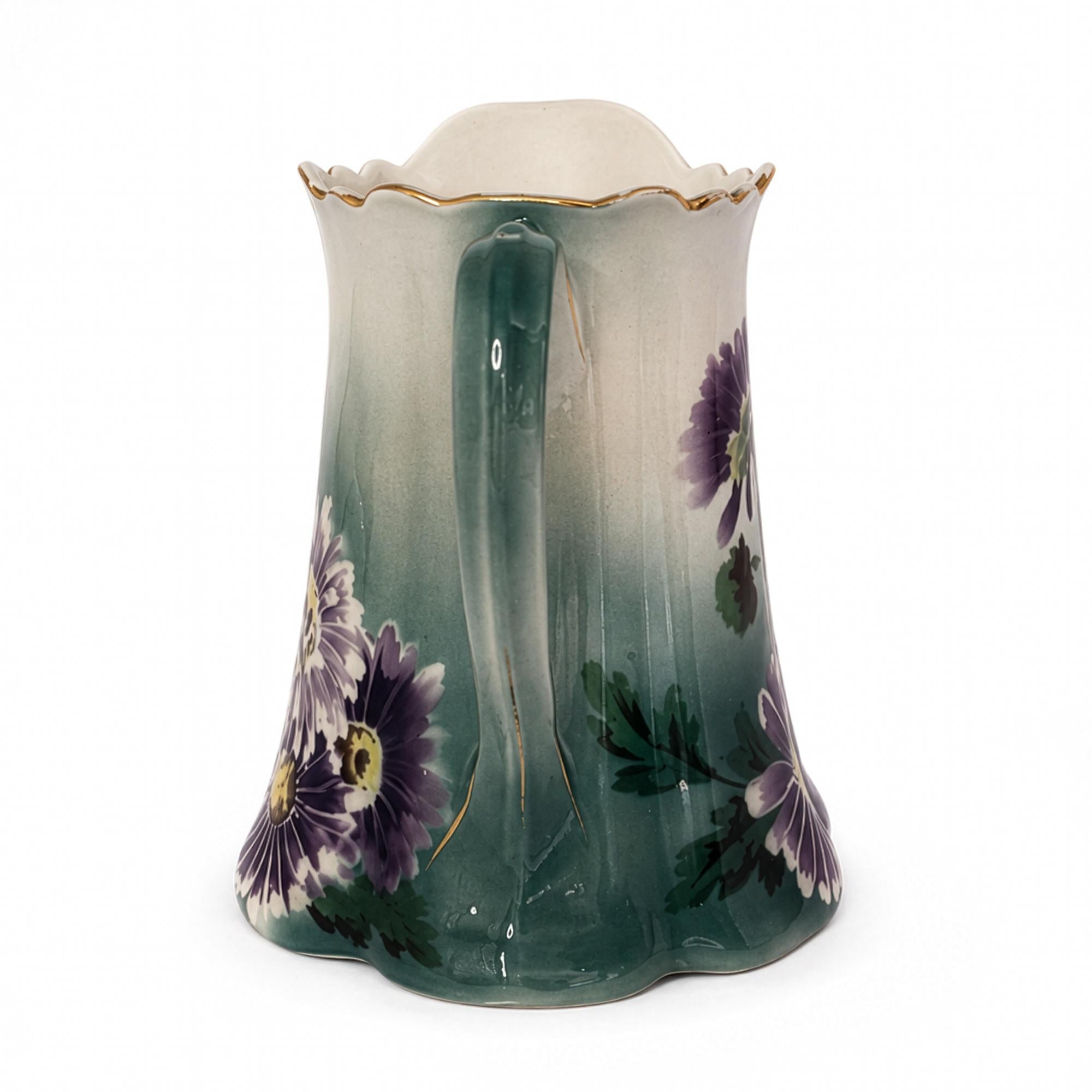 Antique French Faience Pitcher by Keller & Guérin, 1895, Hand-Painted — image 5