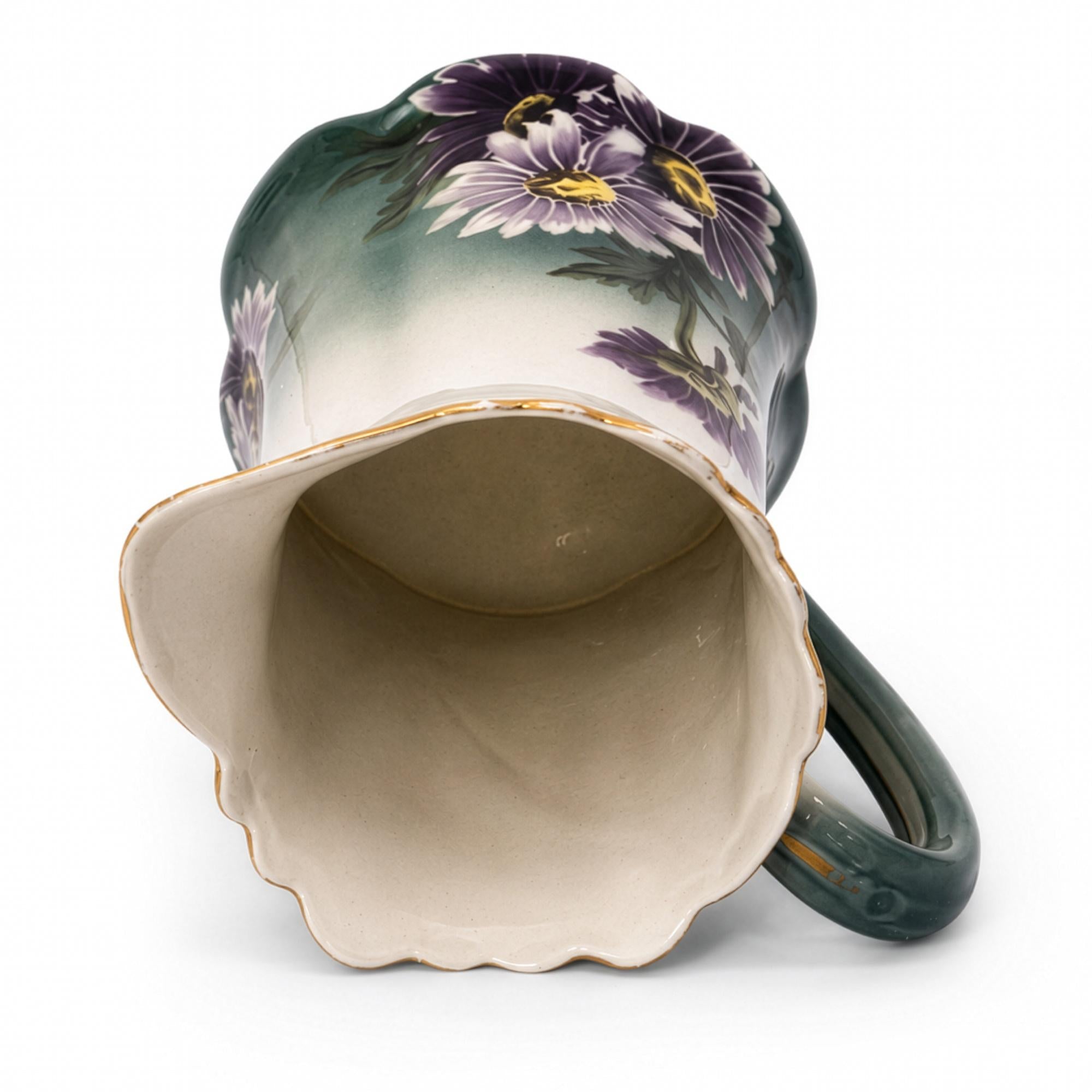 Antique French Faience Pitcher by Keller & Guérin, 1895, Hand-Painted — image 6