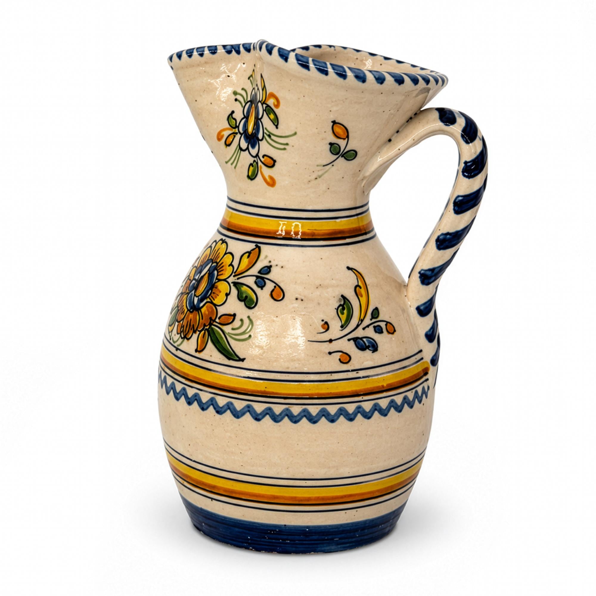 Vintage Hand-Painted Faience Pitcher from Talavera, Spain, 1970s — image 4