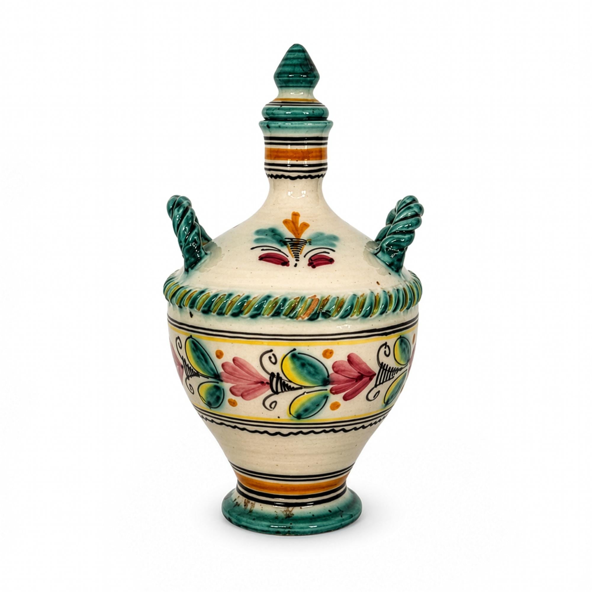 Vintage Hand-Painted Spanish Ceramic Decanter and Goblet Set, 1970 — image 3