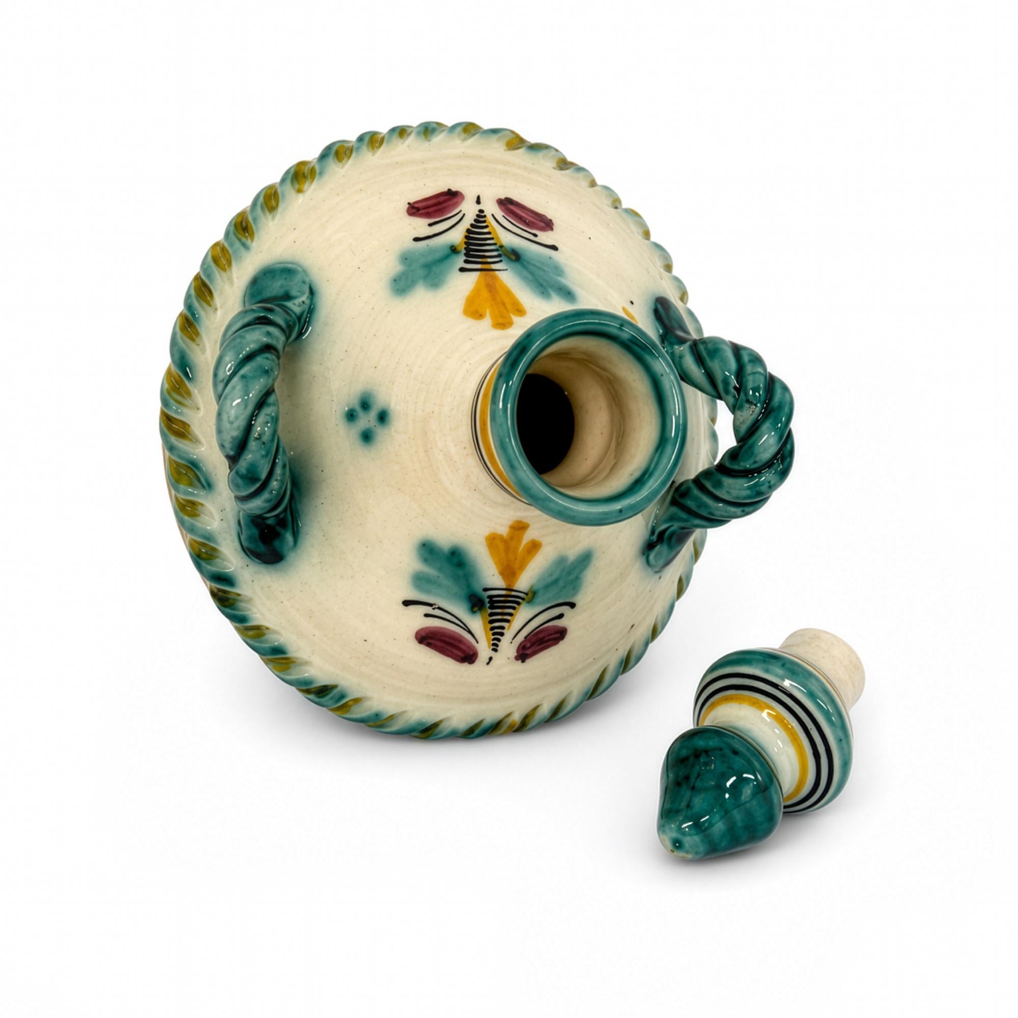 Vintage Hand-Painted Spanish Ceramic Decanter and Goblet Set, 1970 — image 5