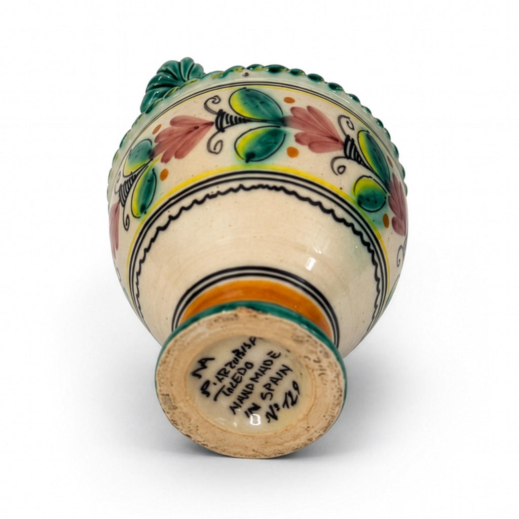 Vintage Hand-Painted Spanish Ceramic Decanter and Goblet Set, 1970 — image 6