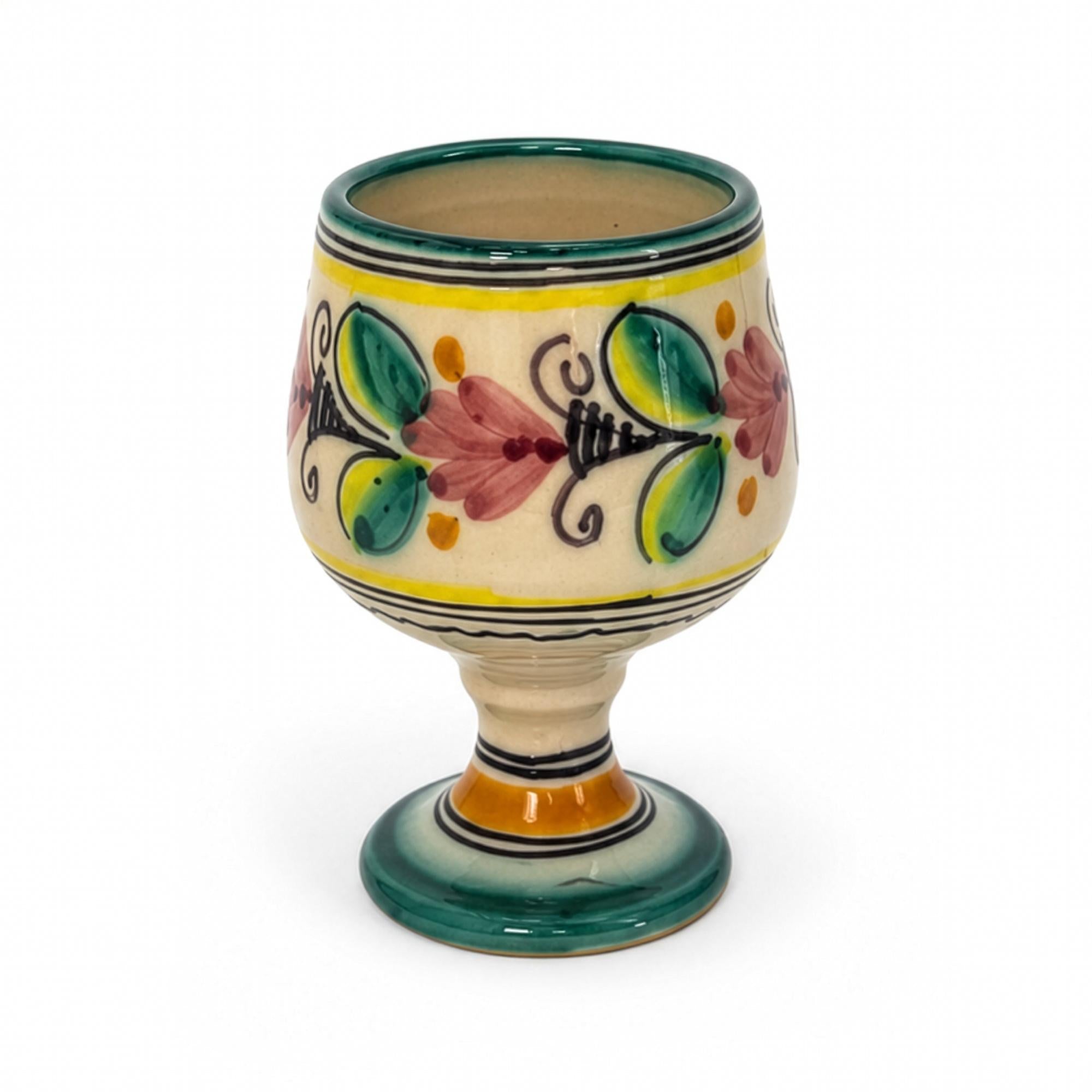 Vintage Hand-Painted Spanish Ceramic Decanter and Goblet Set, 1970 — image 7