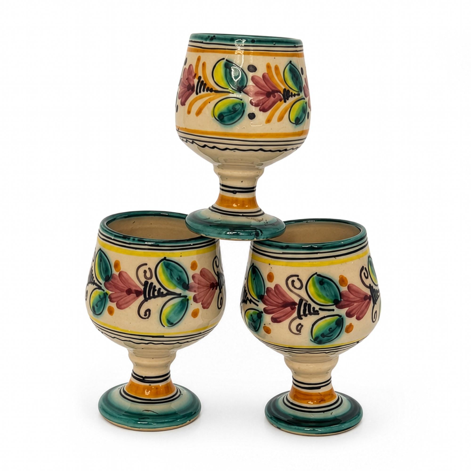 Vintage Hand-Painted Spanish Ceramic Decanter and Goblet Set, 1970 — image 8