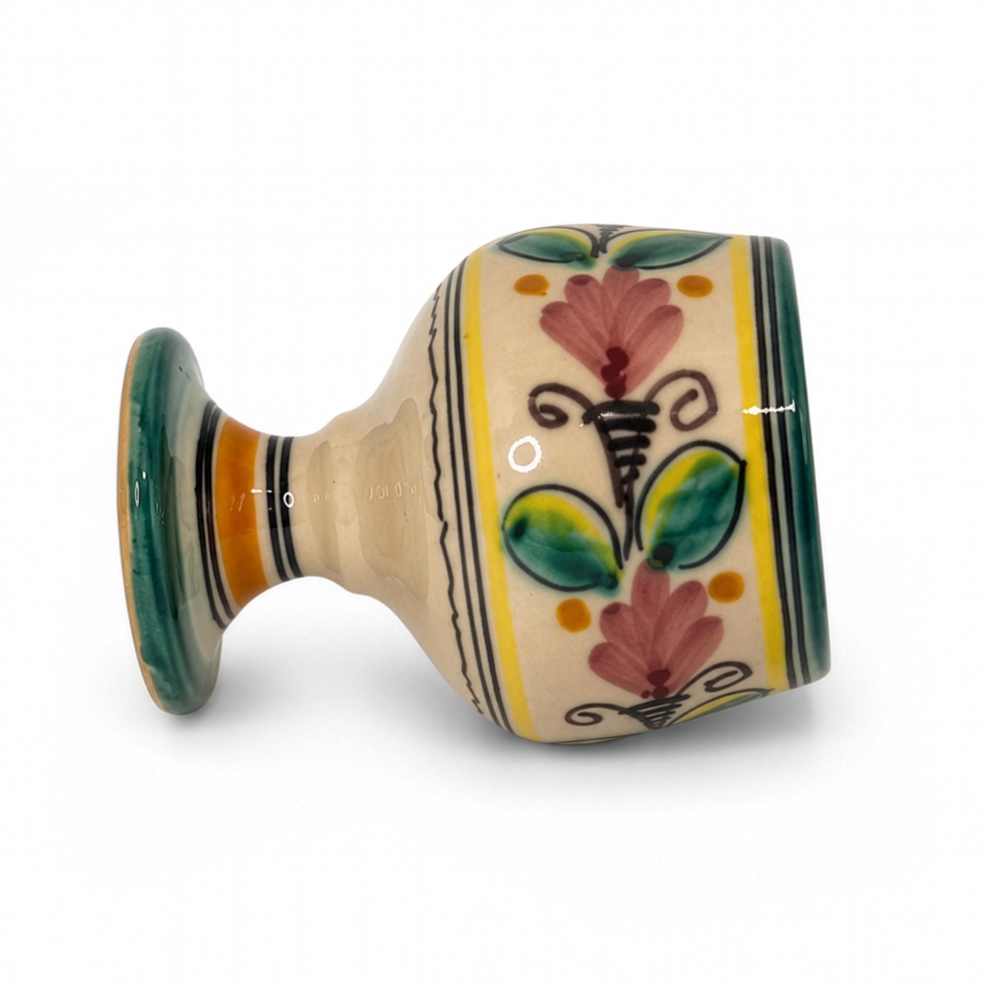Vintage Hand-Painted Spanish Ceramic Decanter and Goblet Set, 1970 — image 10
